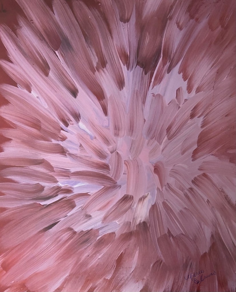 Painting of pink blooming flower