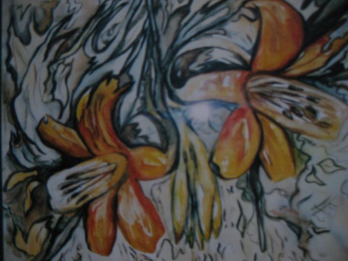 Watercolour painting of orange lilies at Cullen Gardens